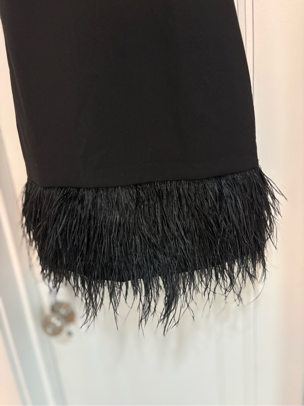 LIKELY Cami Dress Black Feather Hem Mini Cocktails Size 2 - Picture 6 of 9